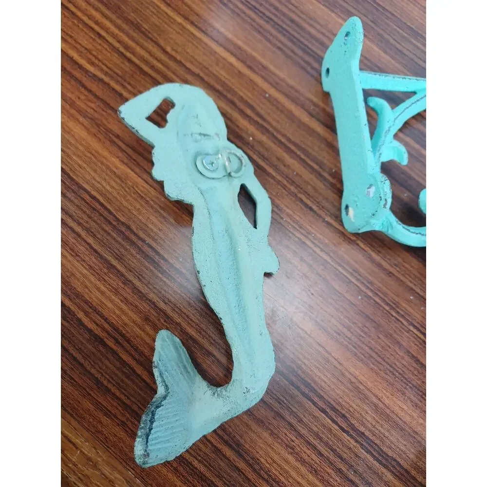 Mermaid Antique Style Towel Hooks Beach Theme Bathroom Aqua Fun Ocean